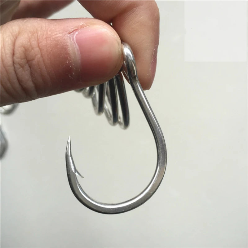 Original Mustad Hooks 10881 Fishing Hooks Jigging Hook Single Ocean Jig Big Barbed With Hole Hook Squid Carp Hardbait Hook Pesca