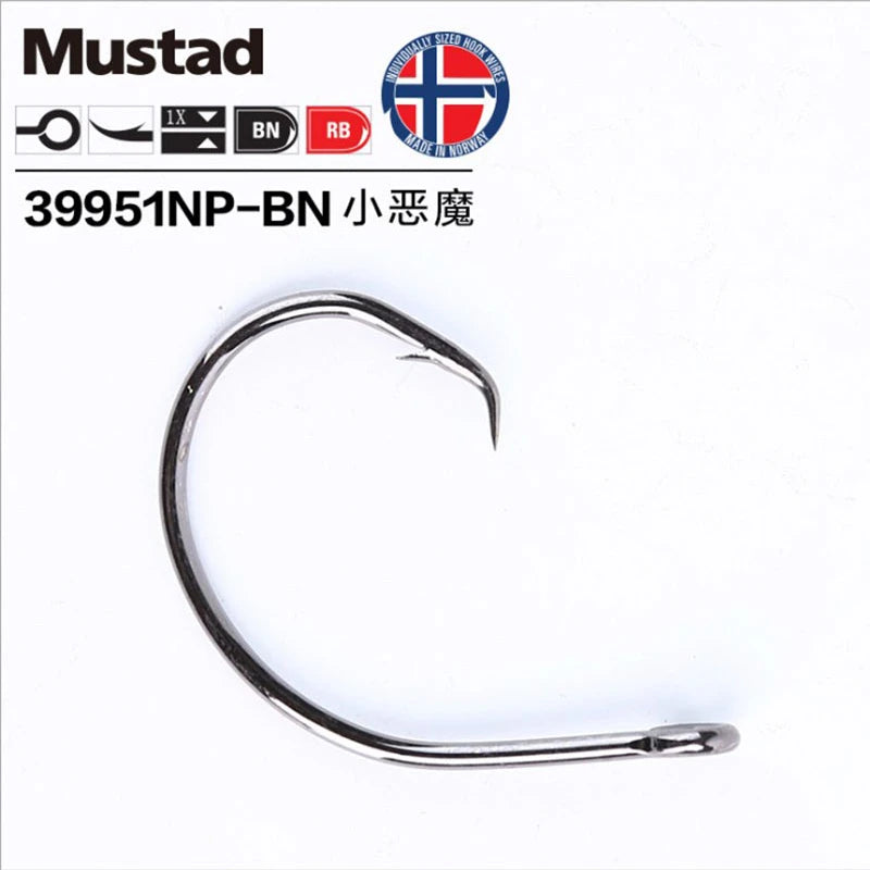 Original Mustad 39951 Fishing Hooks Demon Circle High Carbon Steel Fishing Hook Strong Rustproof Sea Carp Catfish Anzuelos Pesca