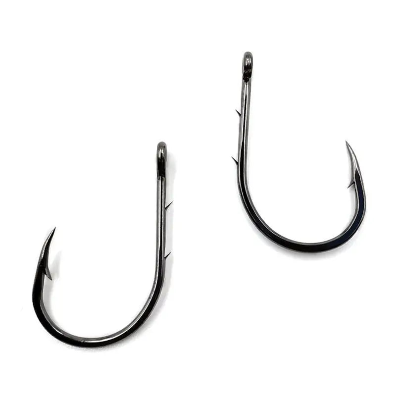 Mustad 10757 Carbon Steel Fishing Hook Barbed Hook Double Back Barbs 1#-9# Lure Hook Sea Fishing Peche Accessory Tackle Pesca