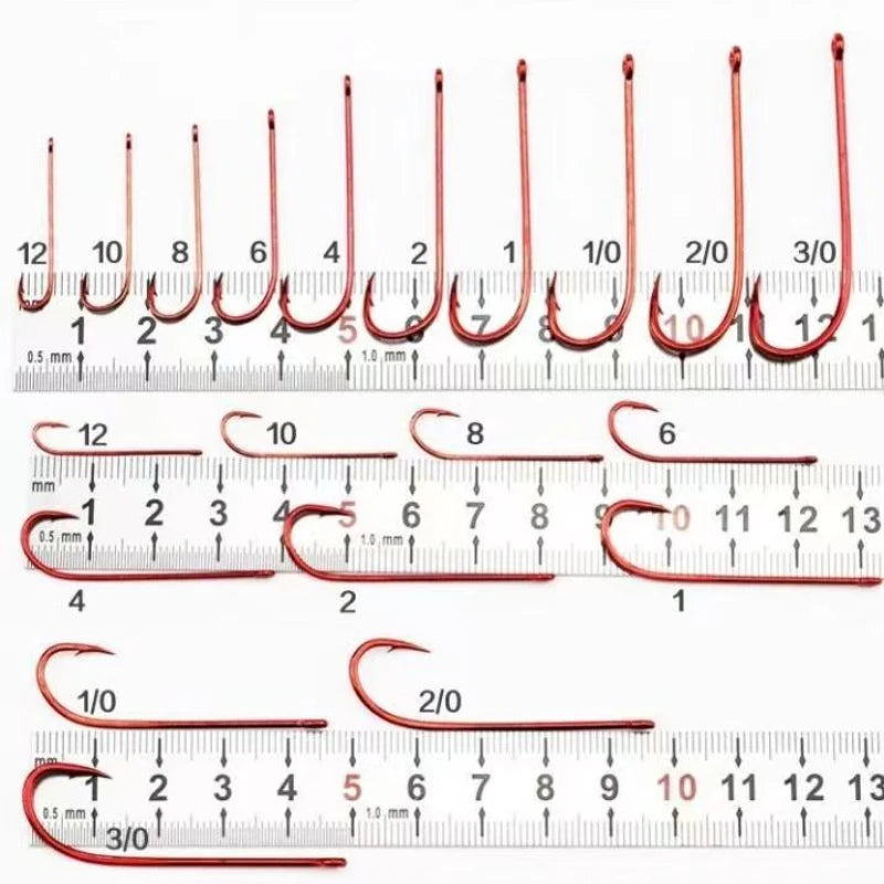Original Mustad 90234 Np# Sea Fishing Hooks High Carbon Steel Barbed Hook Blood Worm Long Red Live Bait Hooks Conger Eel Hooks