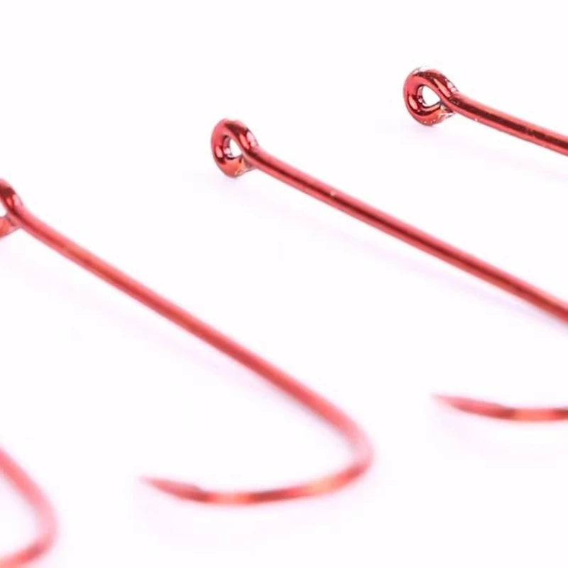 Original Mustad 90234 Np# Sea Fishing Hooks High Carbon Steel Barbed Hook Blood Worm Long Red Live Bait Hooks Conger Eel Hooks