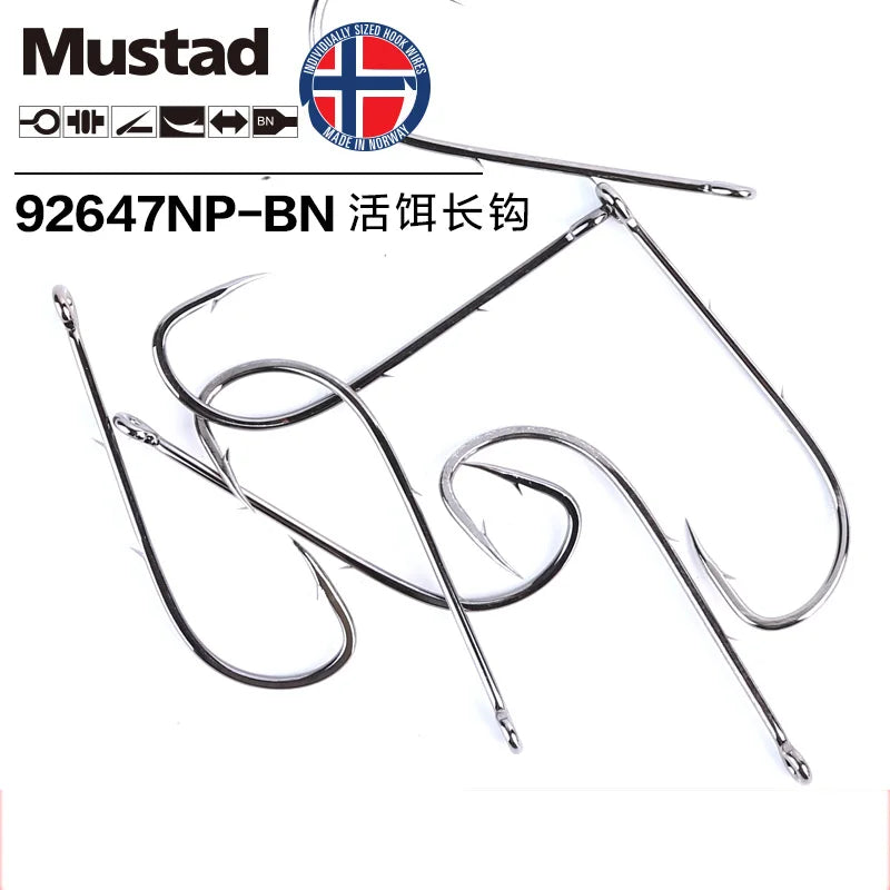 Original Mustad Fishing Hooks 92647 Live Bait Casting Double Backstab Fishing Hooks Worm Barbed Hooks Pesca Fish Accessories
