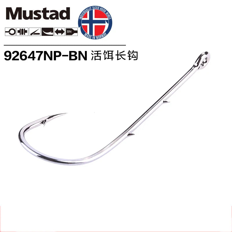 Original Mustad Fishing Hooks 92647 Live Bait Casting Double Backstab Fishing Hooks Worm Barbed Hooks Pesca Fish Accessories