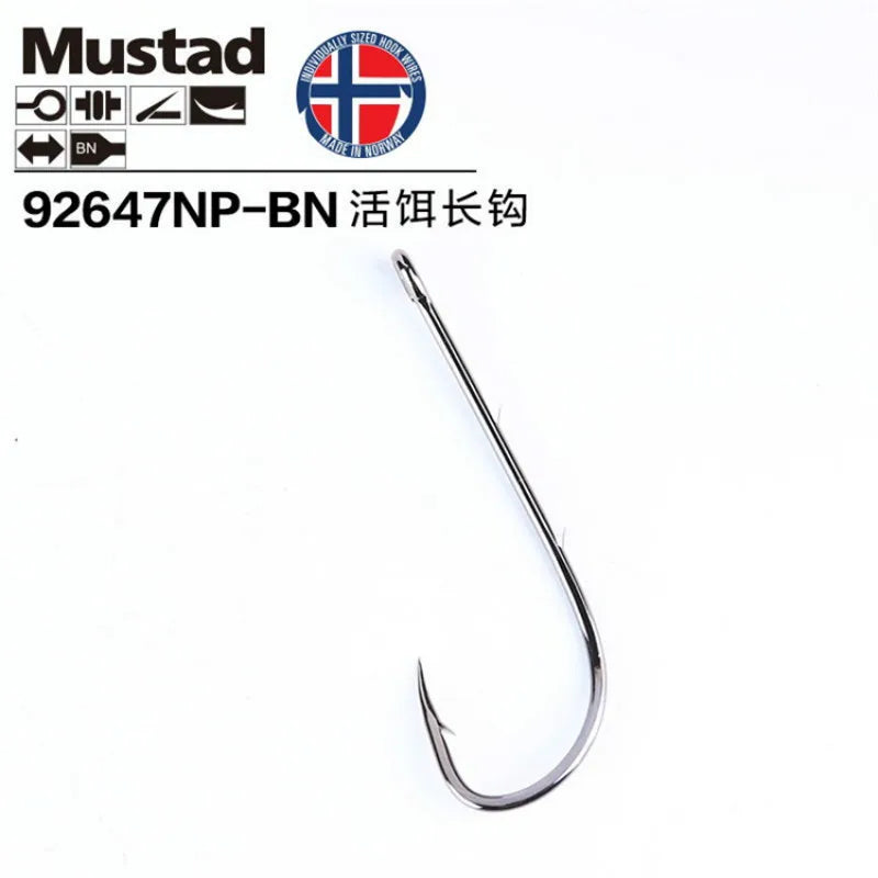 Original Mustad Fishing Hooks 92647 Live Bait Casting Double Backstab Fishing Hooks Worm Barbed Hooks Pesca Fish Accessories