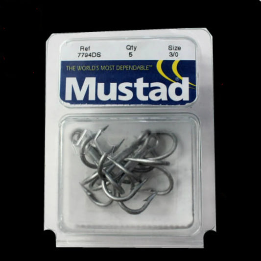 Mustad treble hooks sea fishing hooks 7794-ds # 3 x Bold 3 x strengthen DACROMET treated seawater resistant ocean hooks pesca