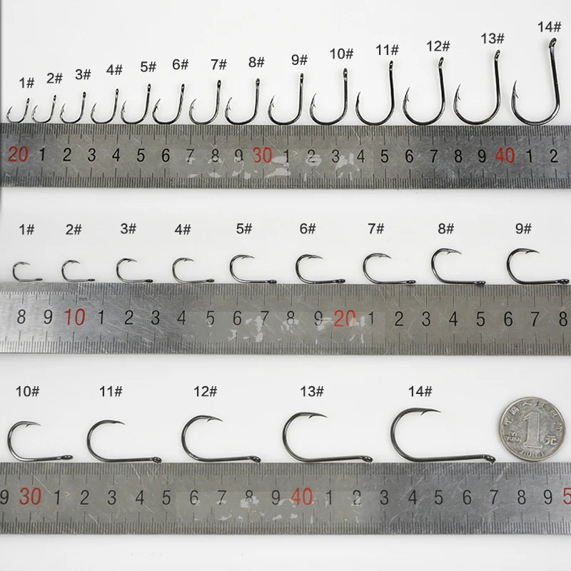 2 boxes/ lot Japan barbed hook high carbon steel strong sharp barbed fishing hooks with ring crooked mouth hook fishing tackles
