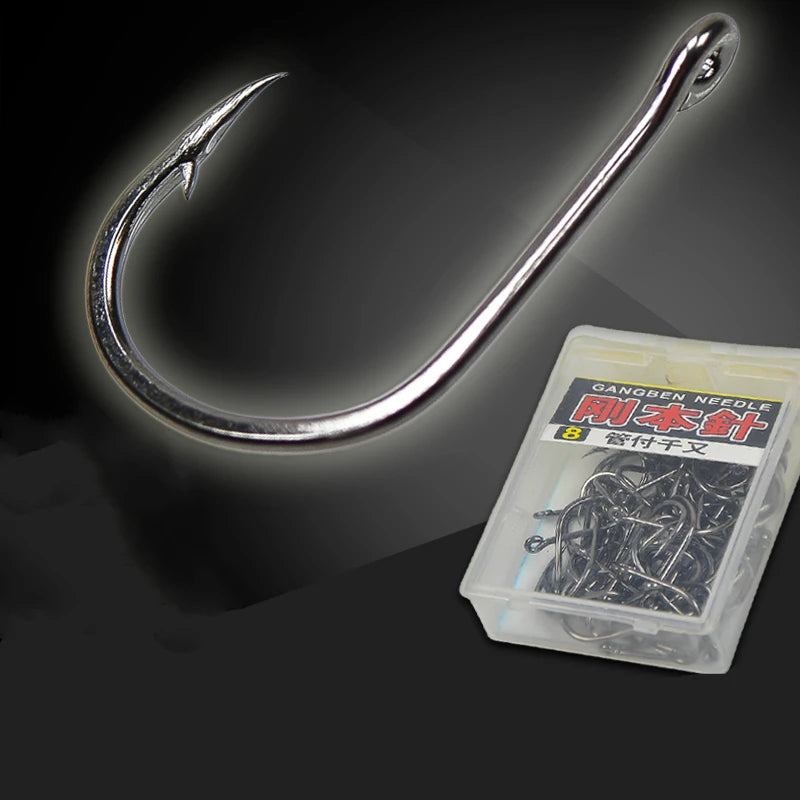 2 boxes/ lot Japan barbed hook high carbon steel strong sharp barbed fishing hooks with ring crooked mouth hook fishing tackles
