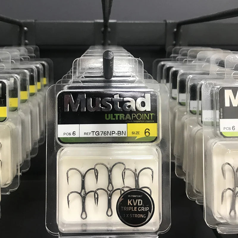 Mustad Hooks TG76 Anti-Rust Treble Hooks Strong Triple Anchor Fishhooks High Carbon Steel Sea Worm Carp Saltwater Lure Rock Hook