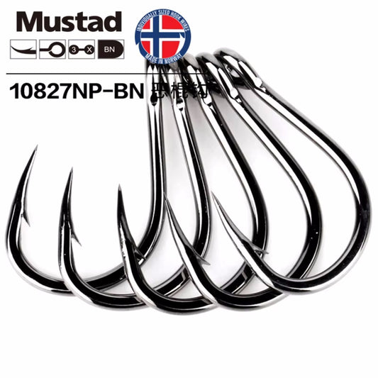 Original Mustad Hooks 10827 Sea Fishing Tuna Iron Board Hooks High Carbon Steel Hook 4X Strong Jig Hooks Live Bait Jigbait